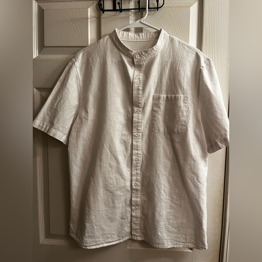 80’s Style~Men’s‘ White~cotton/FLAX Shirt~LIKE NEW~